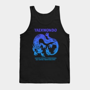 Taekwondo Five Tenets Blue Dragon Artwork Martial Arts Tank Top